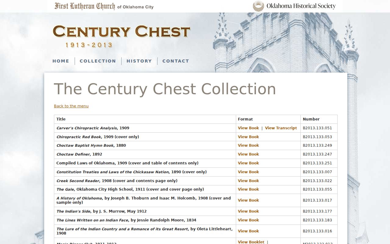 Oklahoma City city directory listing in the Oklahoma Historical Society Century Chest