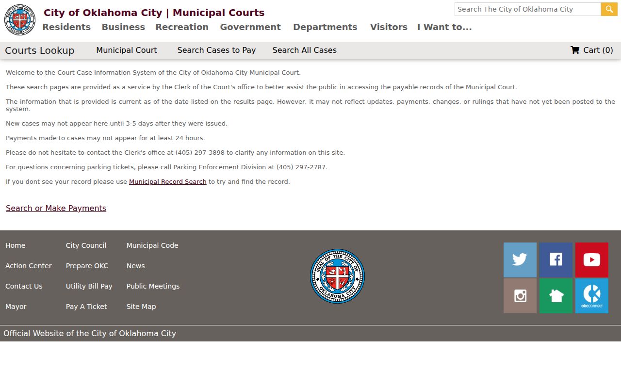 Oklahoma City resident lookup through the Municipal Court ticket search